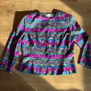 Adrianna Papell Multicolor Floral Silk Jacket